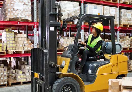 Forklift driver on propane-powered forklift.