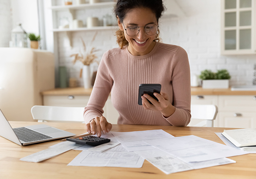 Woman with calculator